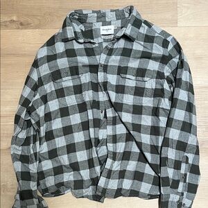 Goodfellow & Co Men's Green and Gray Checkered Shirt